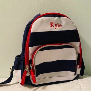 Pottery Barn Kids Fairfax Navy/White Stripe Red Trim Backpack (Monogrammed)